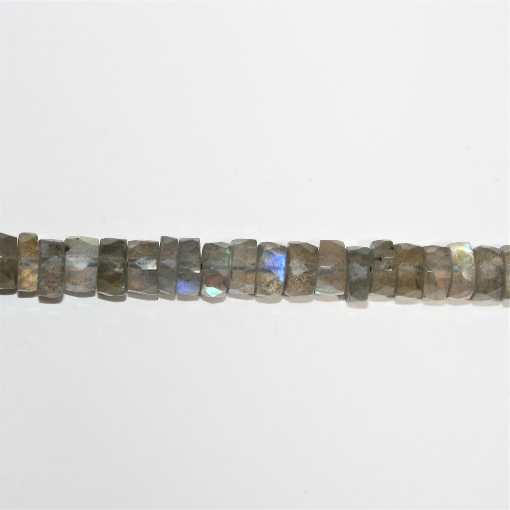 Cuentas de disco facetadas de labradorita de 16" de St., 6 x 3 mm. Aprox. - Hilo de 40 cm.