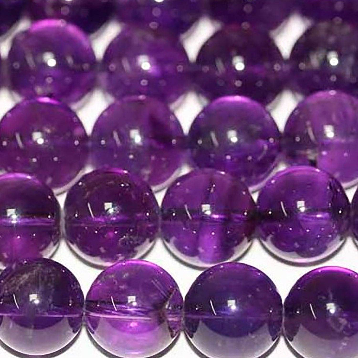 Cuentas redondas lisas de amatista de 16" (12 mm) - Hilo de 40 cm
