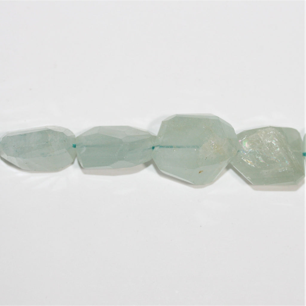 13" St Aquamarine Faceted Nugget Beads 14-23mm. Approx.- Strand 33cm.