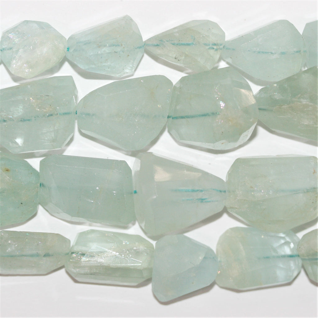 13" St Aquamarine Faceted Nugget Beads 14-23mm. Approx.- Strand 33cm.