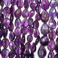 13" St Amethyst Faceted Drop Beads 10x7mm.Approx.Strand 35cm