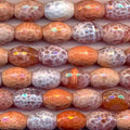 16" St Fire Agate Faceted Barrel Beads 12x18mm -Strand 40cm - Hard Gems