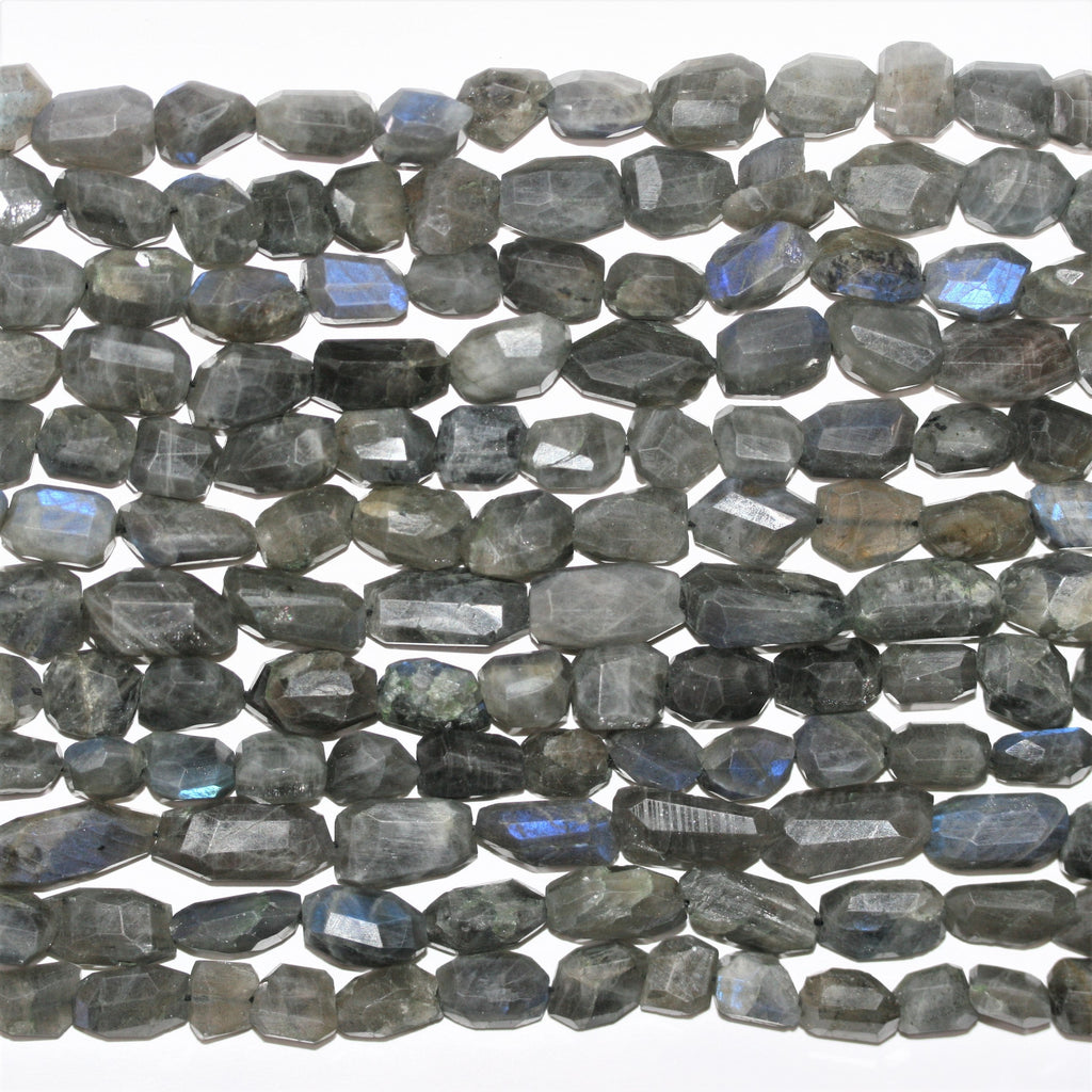 13" St Labradorite Faceted Nugget Beads 9- 15mm. Approx.- Strand 34cm.
