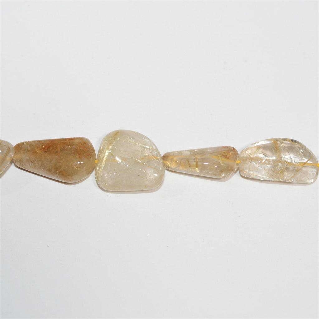 13" St Rutilated Quartz Smooth Nugget Beads 10-20mm. Approx.- Strand 33cm.