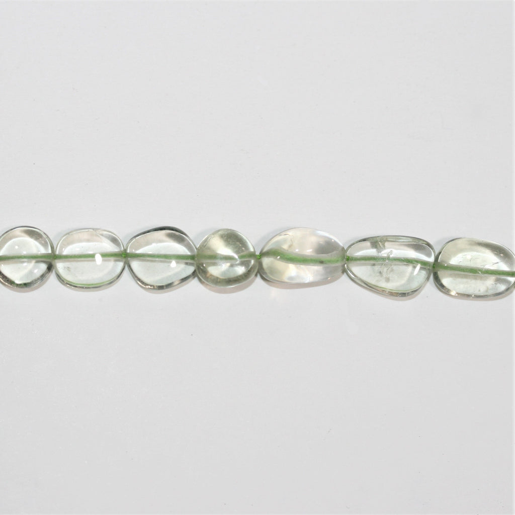 Cuentas ovaladas lisas de St Prasiolite de 16", 11 x 8 mm. Aprox. - Hilo de 40 cm.