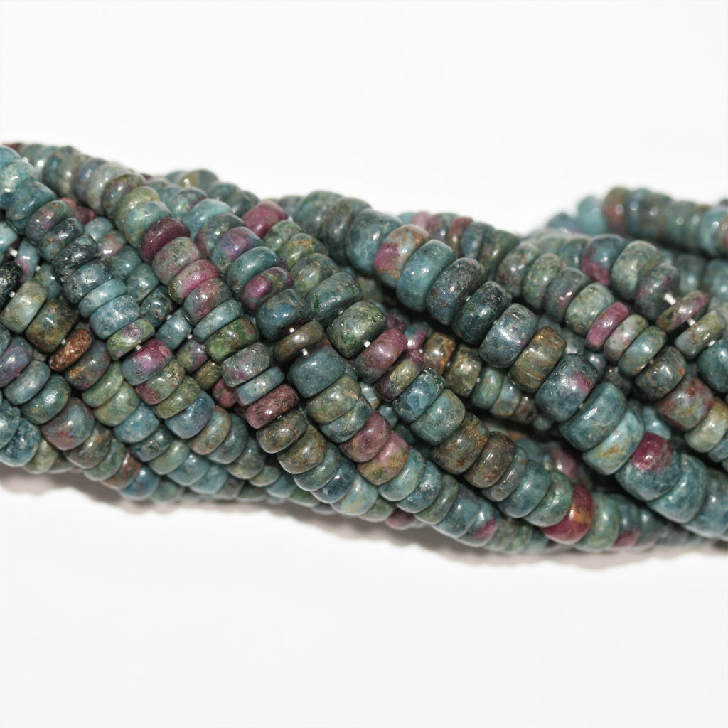 13" St Ruby Zoisite Irregular Smooth Disc Beads 6x3mm. Approx.- Strand 33cm.