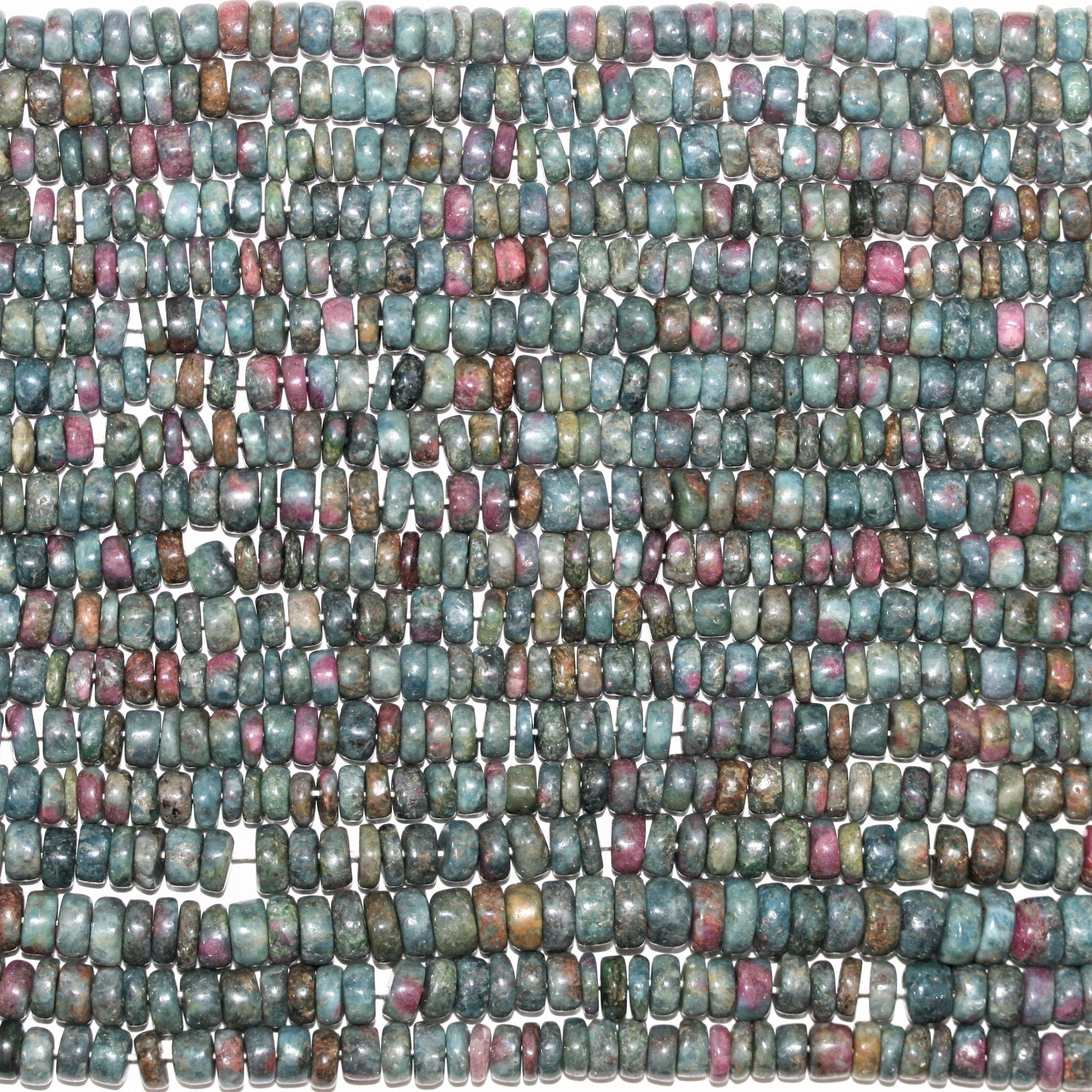 13" St Ruby Zoisite Irregular Smooth Disc Beads 6x3mm. Approx.- Strand 33cm.