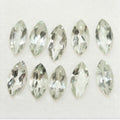 Lot de 10 pierres de prasiolite facettées en forme de marquise, 10 x 5 mm.
