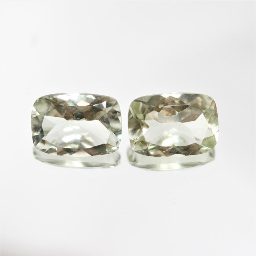 Lote de Prasiolita Facetada Rectangular 14x10mm.- 2 Piezas