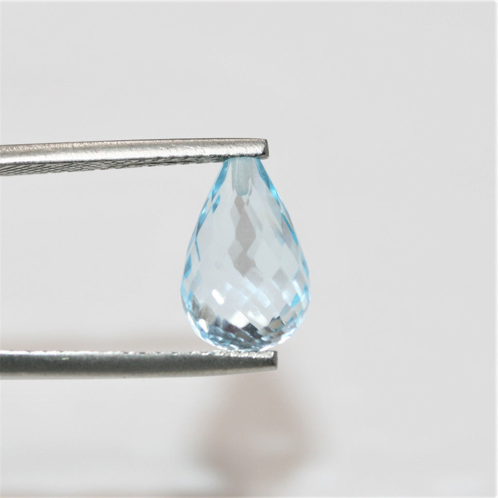Lote de gotas facetadas de topacio azul cielo perforadas a la mitad, 12 x 8 mm - 1 par