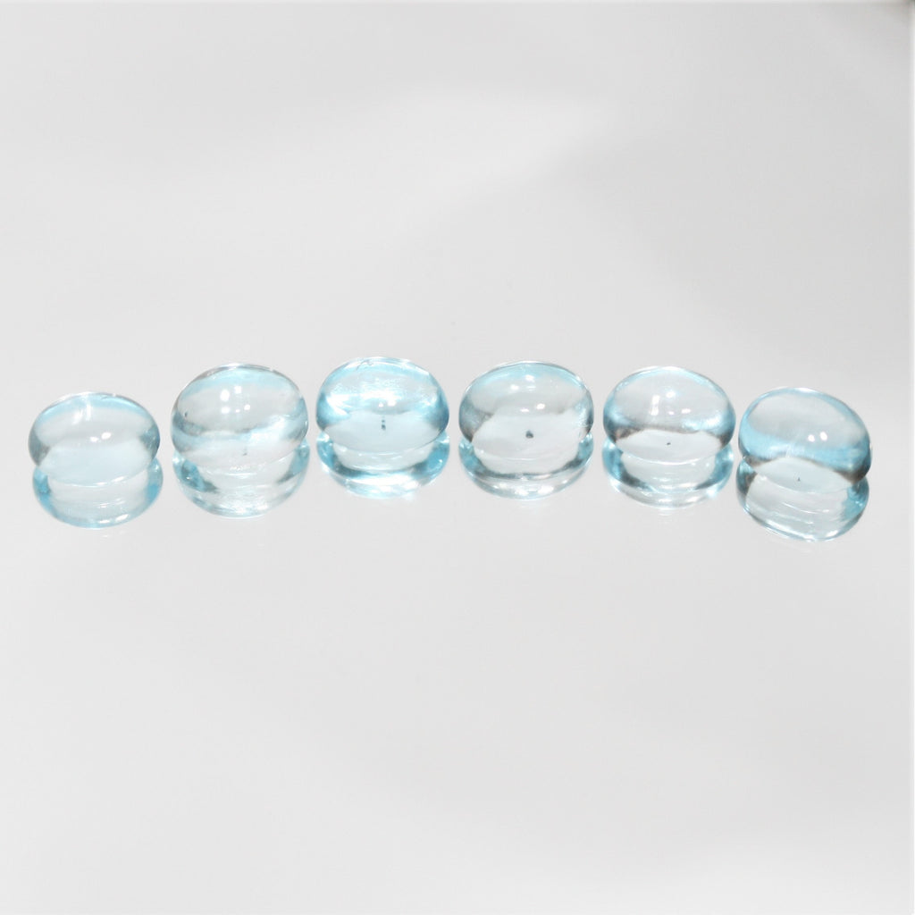 Sky Blue Topaz Smooth Oval Cabochons Lot 8x6mm.- 6 Pieces
