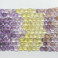 10" St Amethyst- Lemon Quartz Faceted Cube Beads 8-9mm.- Strand 26cm.