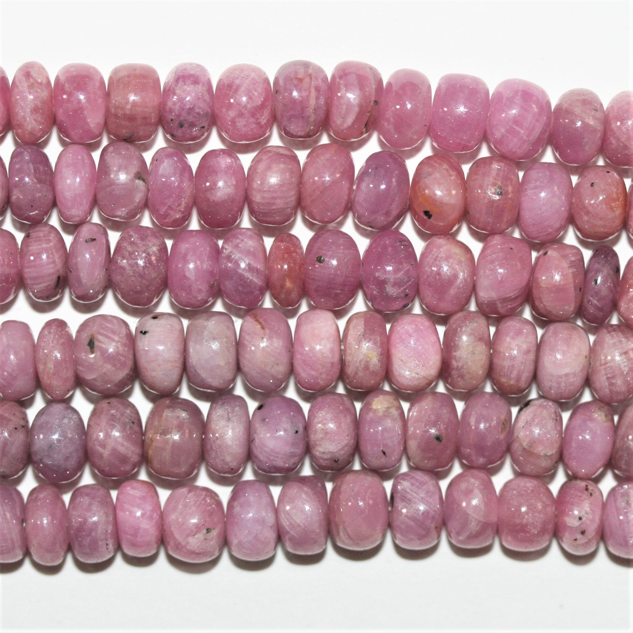 7" St Pink Sapphire Smooth Rondelle Beads 6x4mm.- Strand 19cm. - Hard Gems