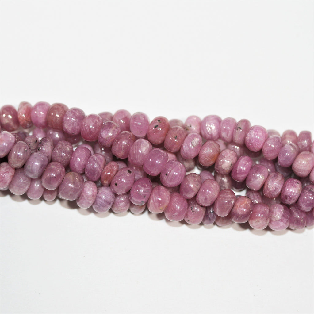 7" St Pink Sapphire Smooth Rondelle Beads 6x4mm.- Strand 19cm. - Hard Gems