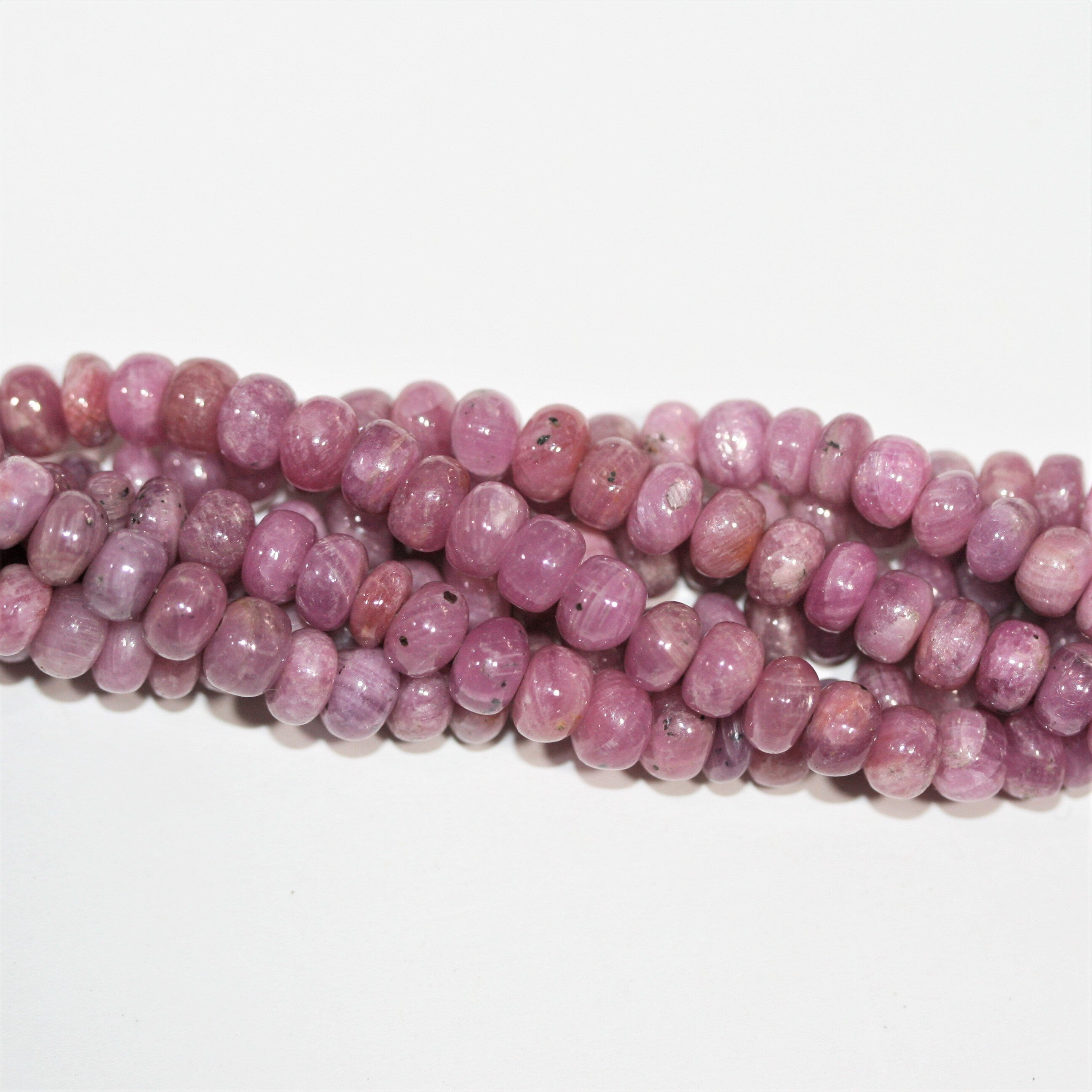 7" St Pink Sapphire Smooth Rondelle Beads 6x4mm.- Strand 19cm. - Hard Gems