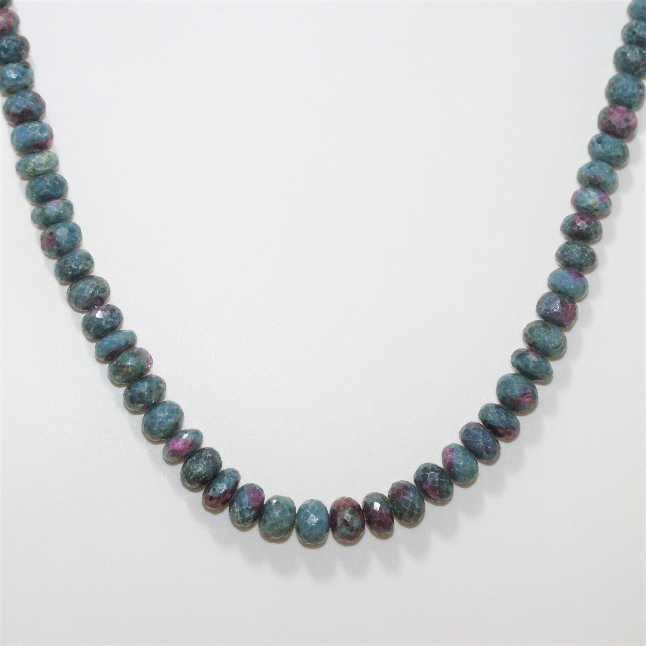 Ruby Zoisite Faceted Rondelle Necklace 8x5mm. Approx. - Hard Gems