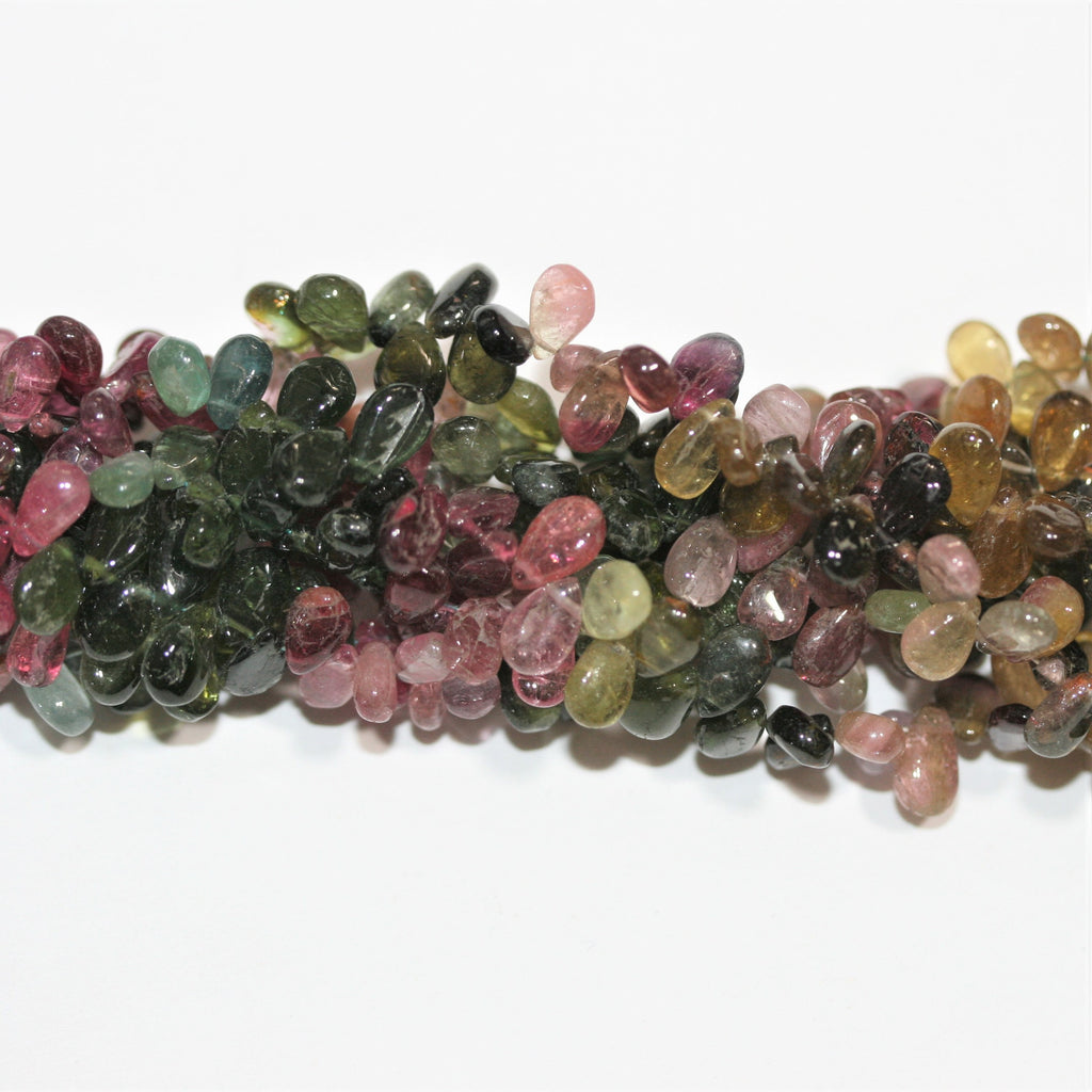 Perles en tourmaline lisses en forme de goutte de 9 pouces, 6 x 4 mm - Brin de 23 cm.