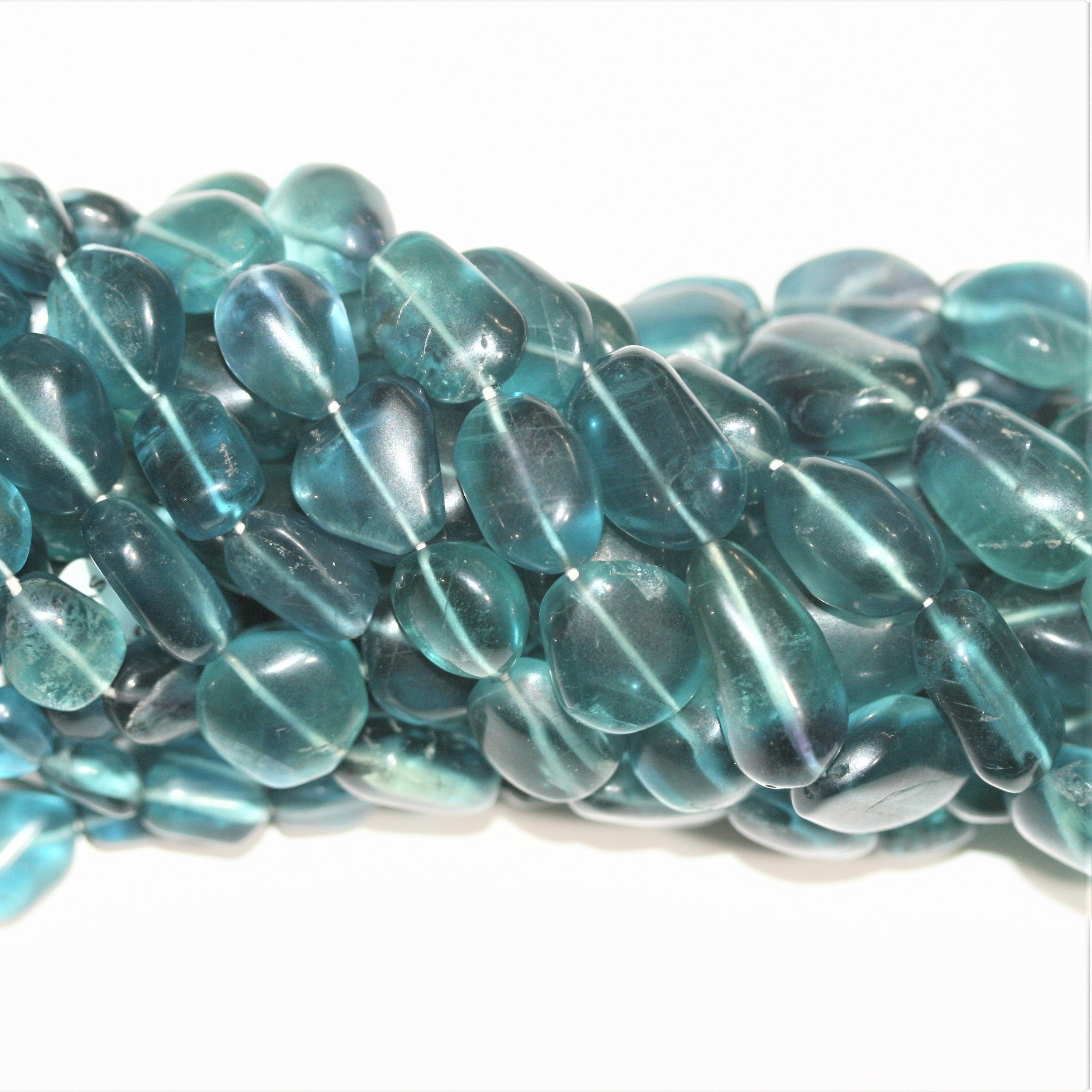 16" St Fluorite Smooth Nugget Beads 10-20mm. Approx.- Strand 42cm. - Hard Gems