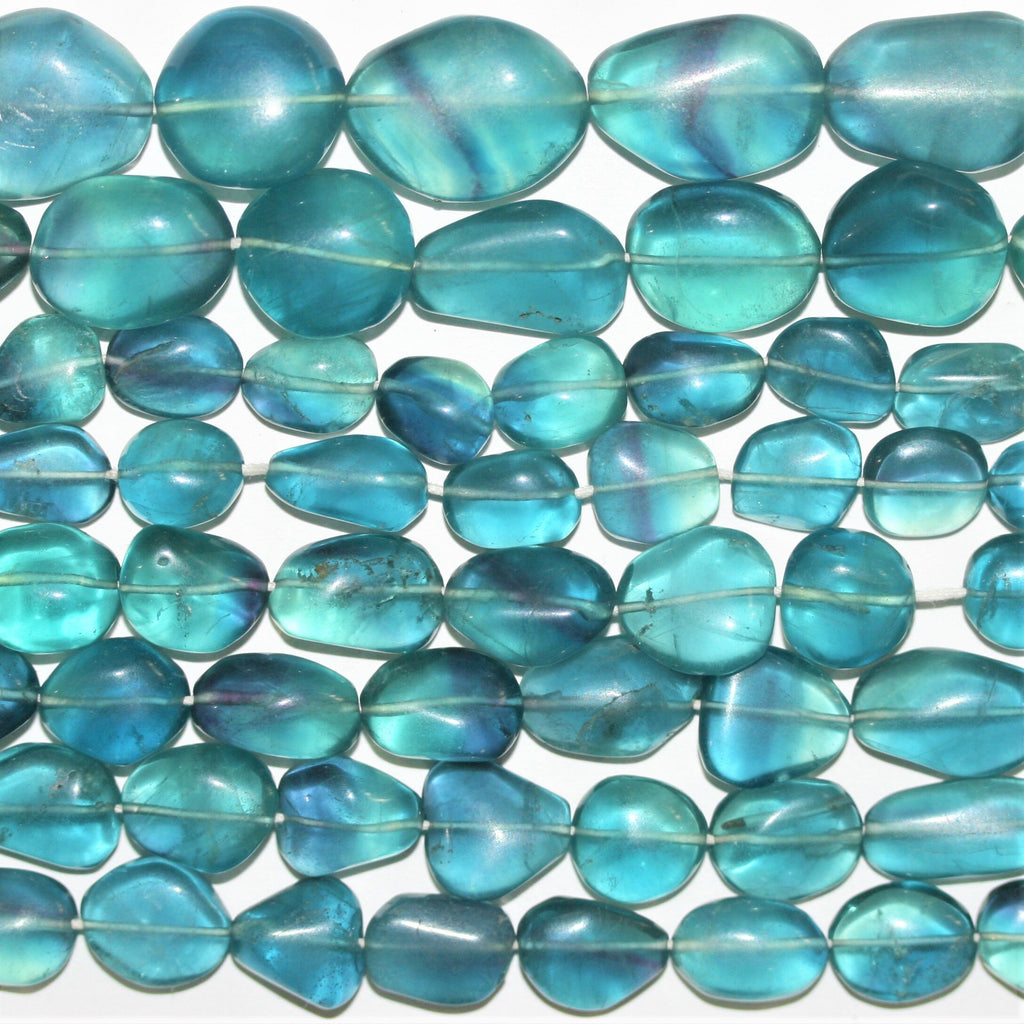 16" St Fluorite Smooth Nugget Beads 10-20mm. Approx.- Strand 42cm. - Hard Gems