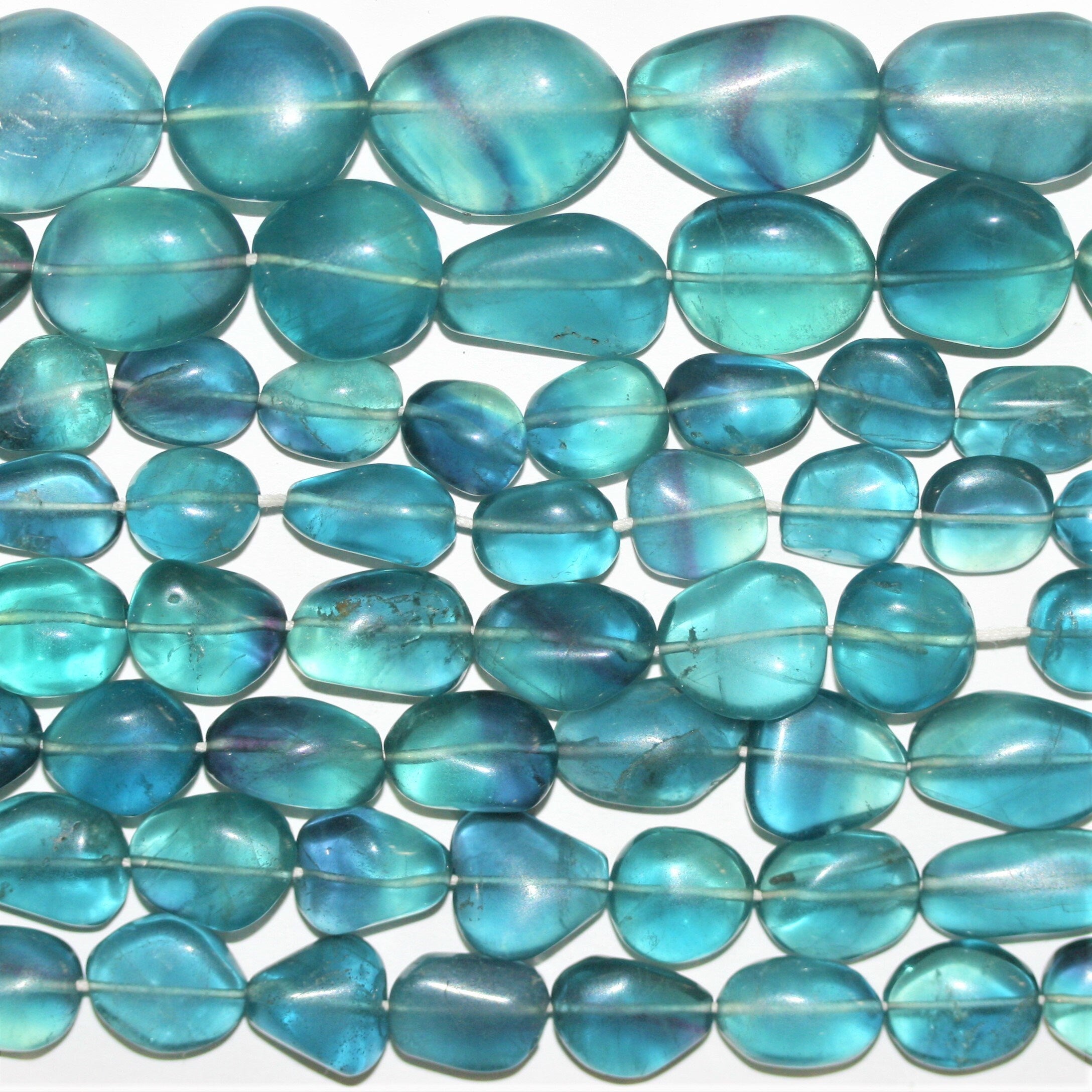 16" St Fluorite Smooth Nugget Beads 10-20mm. Approx.- Strand 42cm. - Hard Gems