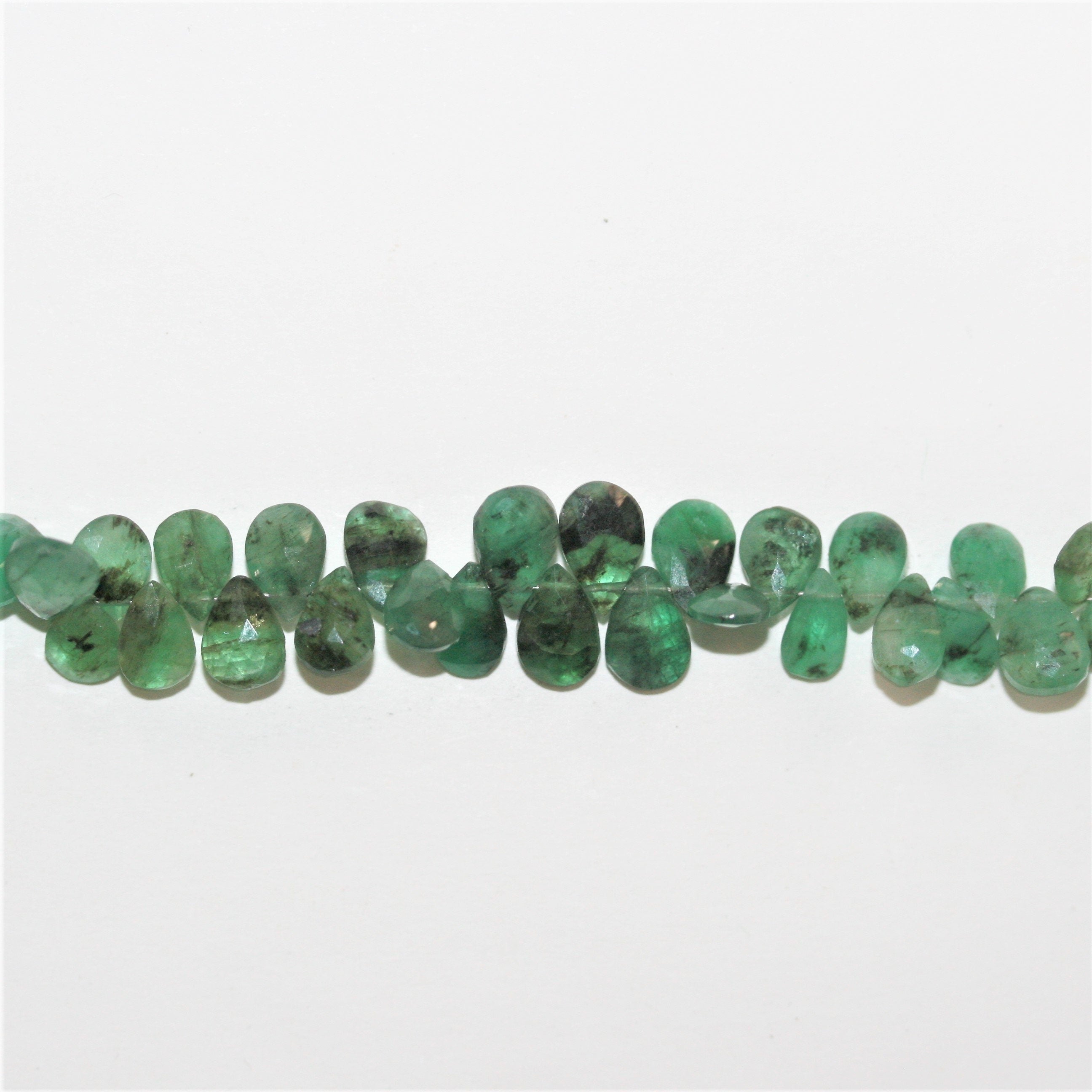 8" St Emerald Faceted Drop Beads 6x5mm. Approx.- Strand 20cm. - Hard Gems