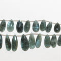 8" St Aquamarine Graduated Faceted Drop Beads 12x7- 25x12mm. Approx.- Strand 20cm. - Hard Gems
