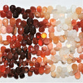 8" St Fire Opal Faceted Drop Beads 9x6mm. Approx.- Strand 20cm. - Hard Gems
