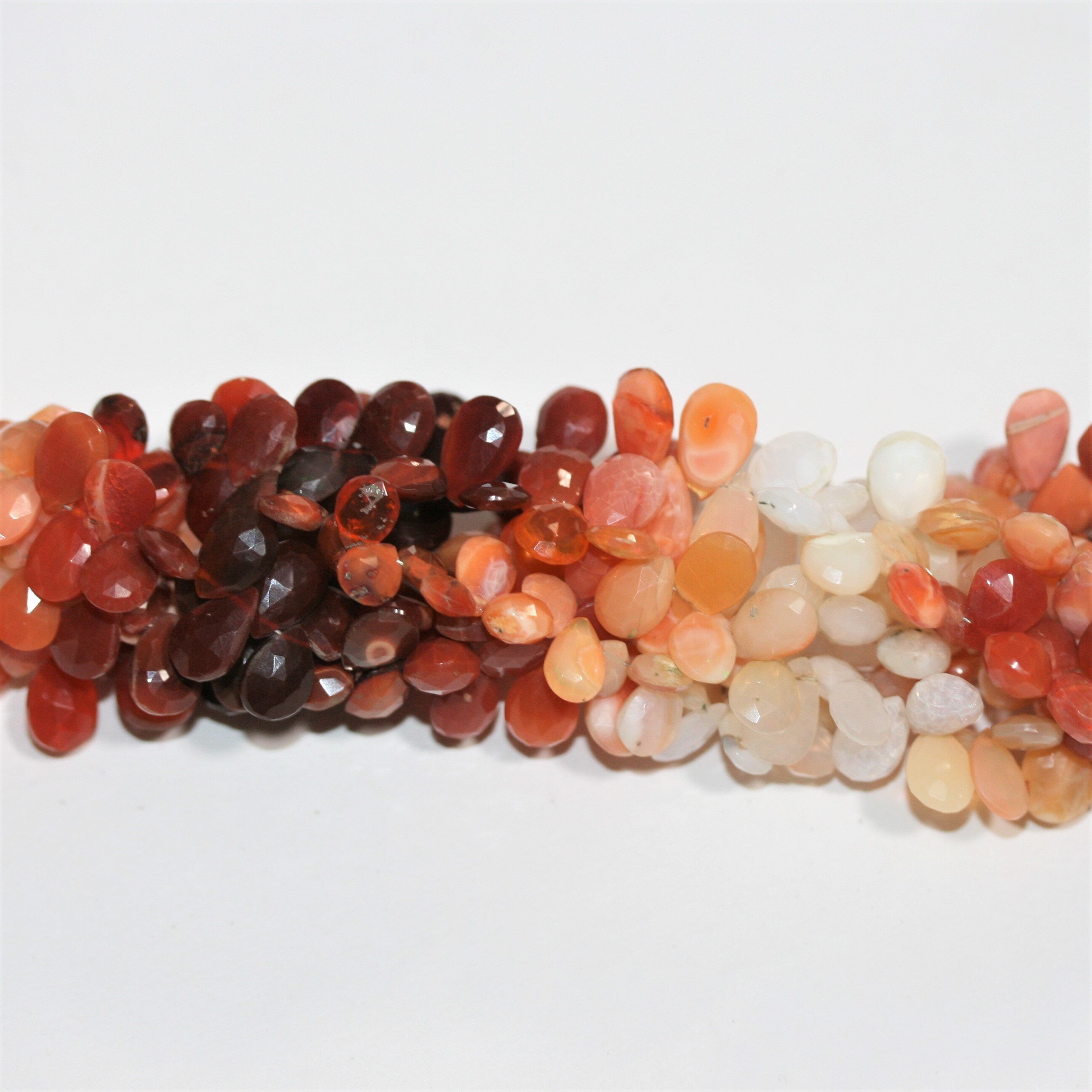 8" St Fire Opal Faceted Drop Beads 9x6mm. Approx.- Strand 20cm. - Hard Gems