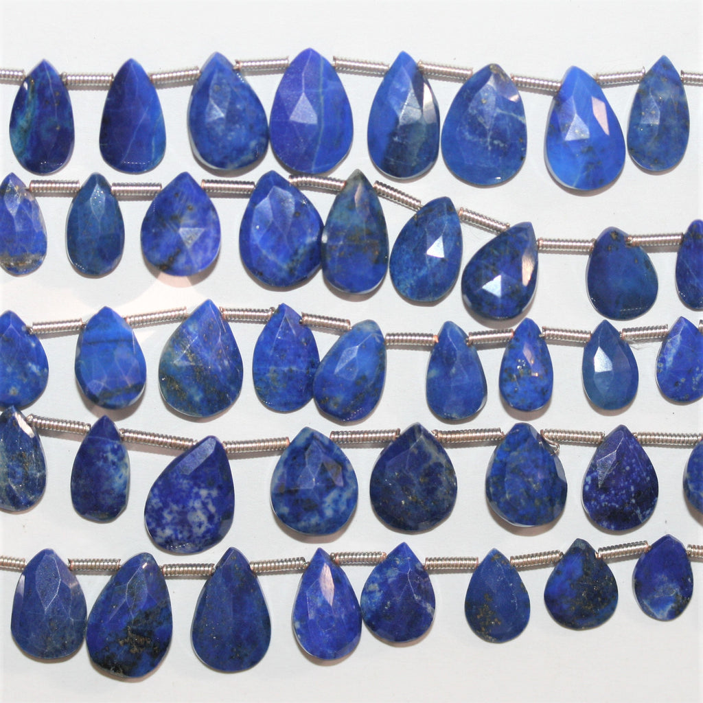 8" St Lapis Lazuli Graduated Faceted Drop Beads 8x6- 12x8mm. Approx.- Strand 20cm. - Hard Gems