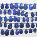 8" St Lapis Lazuli Graduated Faceted Drop Beads 8x6- 12x8mm. Approx.- Strand 20cm. - Hard Gems