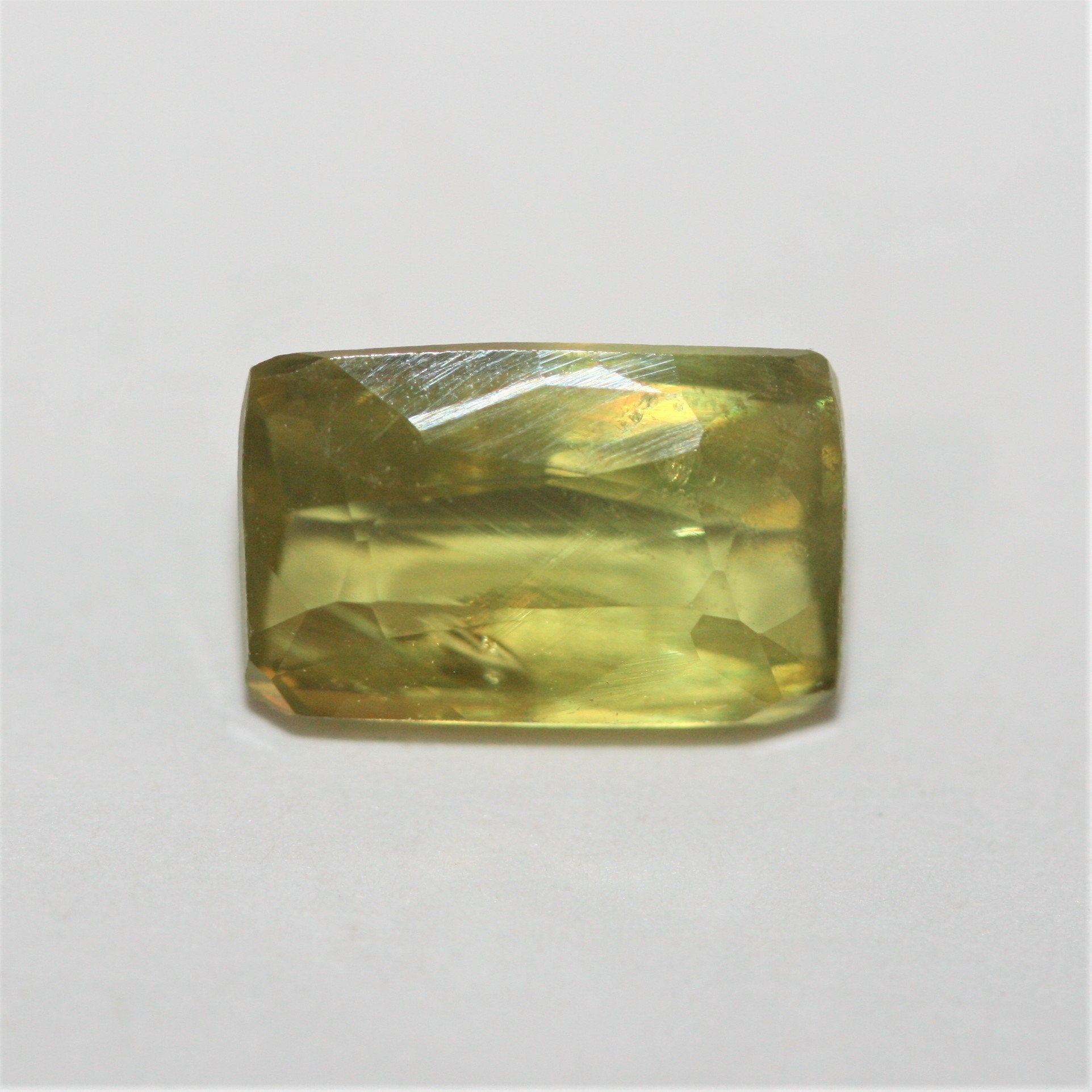 Green Sphene Titanite Rectangular Cut 8x5mm. (1.36ct.) -  Lot of  Natural Dispersion- Rare Gemstone - Hard Gems