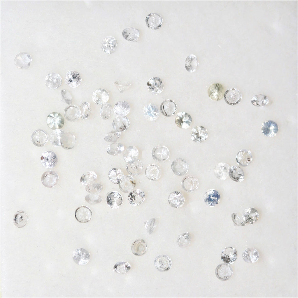 Lote de Zafiro Blanco Facetado Redondos de 2mm - Lote de 2 Quilates