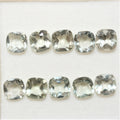 Lot de 10 pierres carrées à facettes de prasiolite de 6 mm.