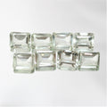 Lot de 8 pierres rectangulaires à facettes de prasiolite 9x7 mm.
