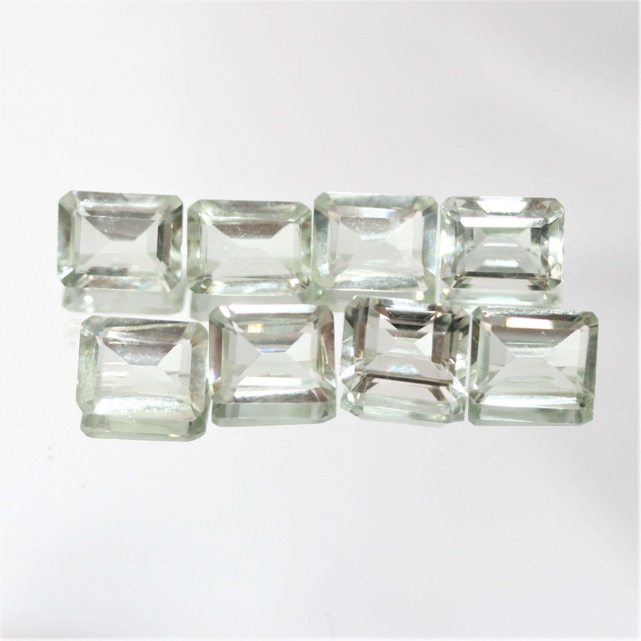 Lote de Prasiolita Facetada Rectangular 9x7mm.- 8 Piezas