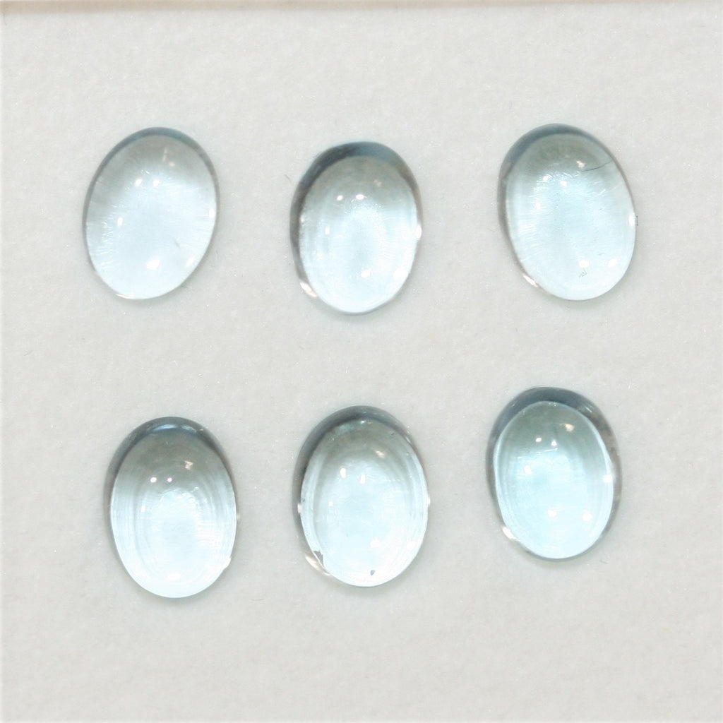 Sky Blue Topaz Smooth Oval Cabochons Lot 8x6mm.- 6 Pieces