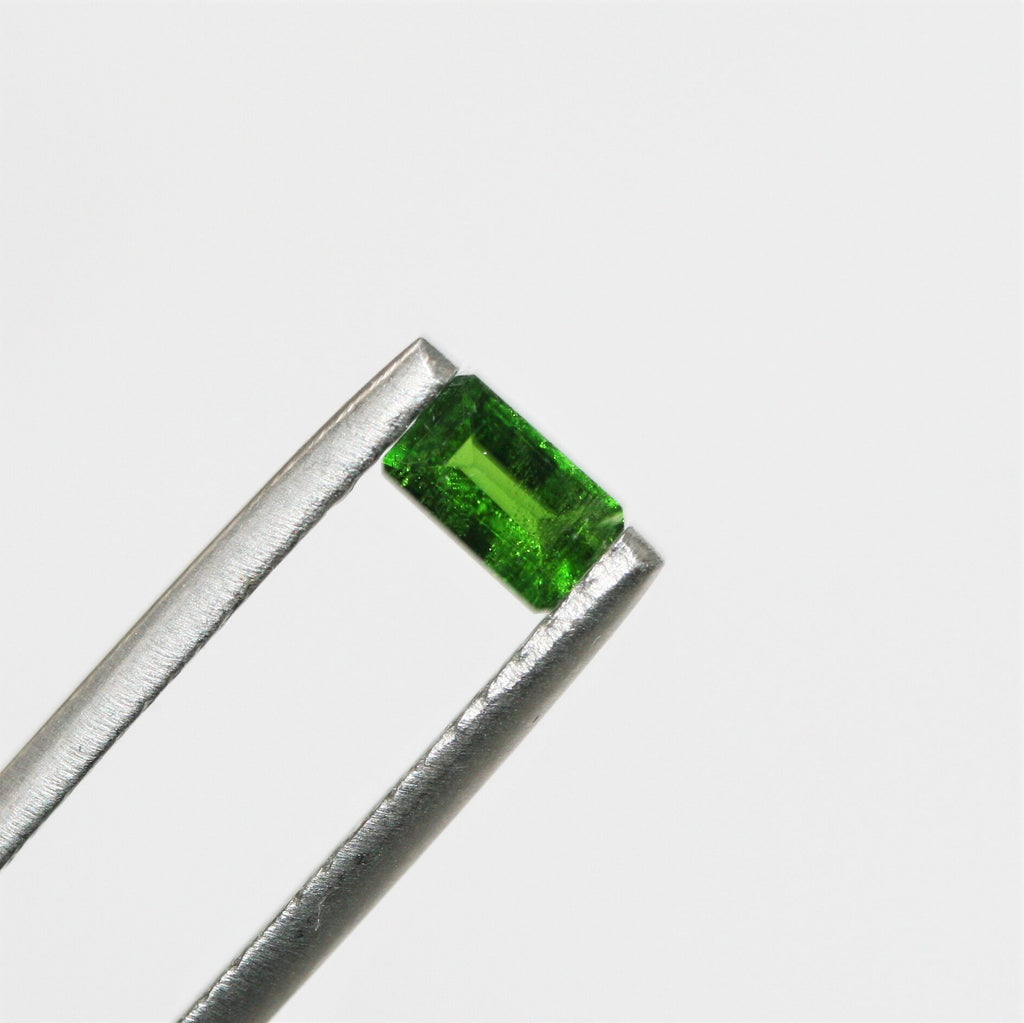 Chrome Diopside Faceted Rectangular Lot 5x3mm.- 12 Pieces - Hard Gems