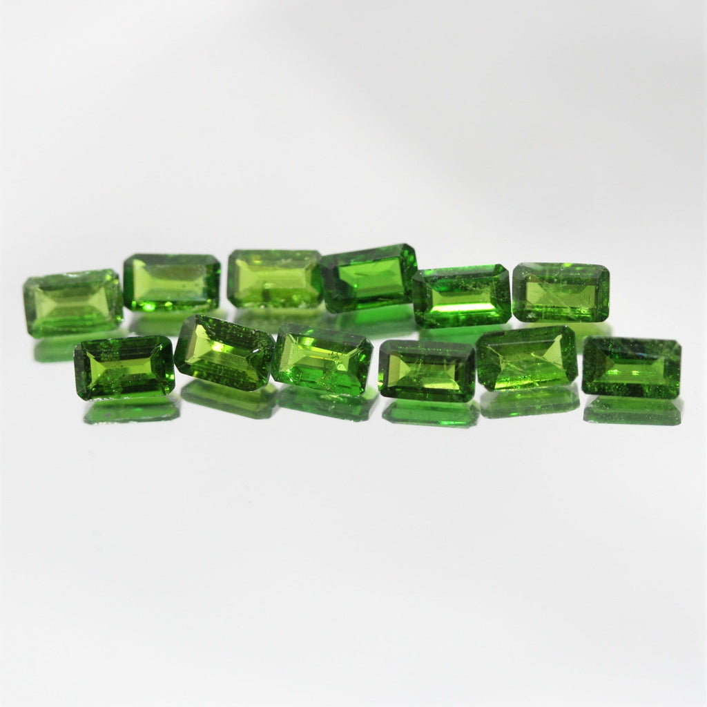 Chrome Diopside Faceted Rectangular Lot 5x3mm.- 12 Pieces - Hard Gems