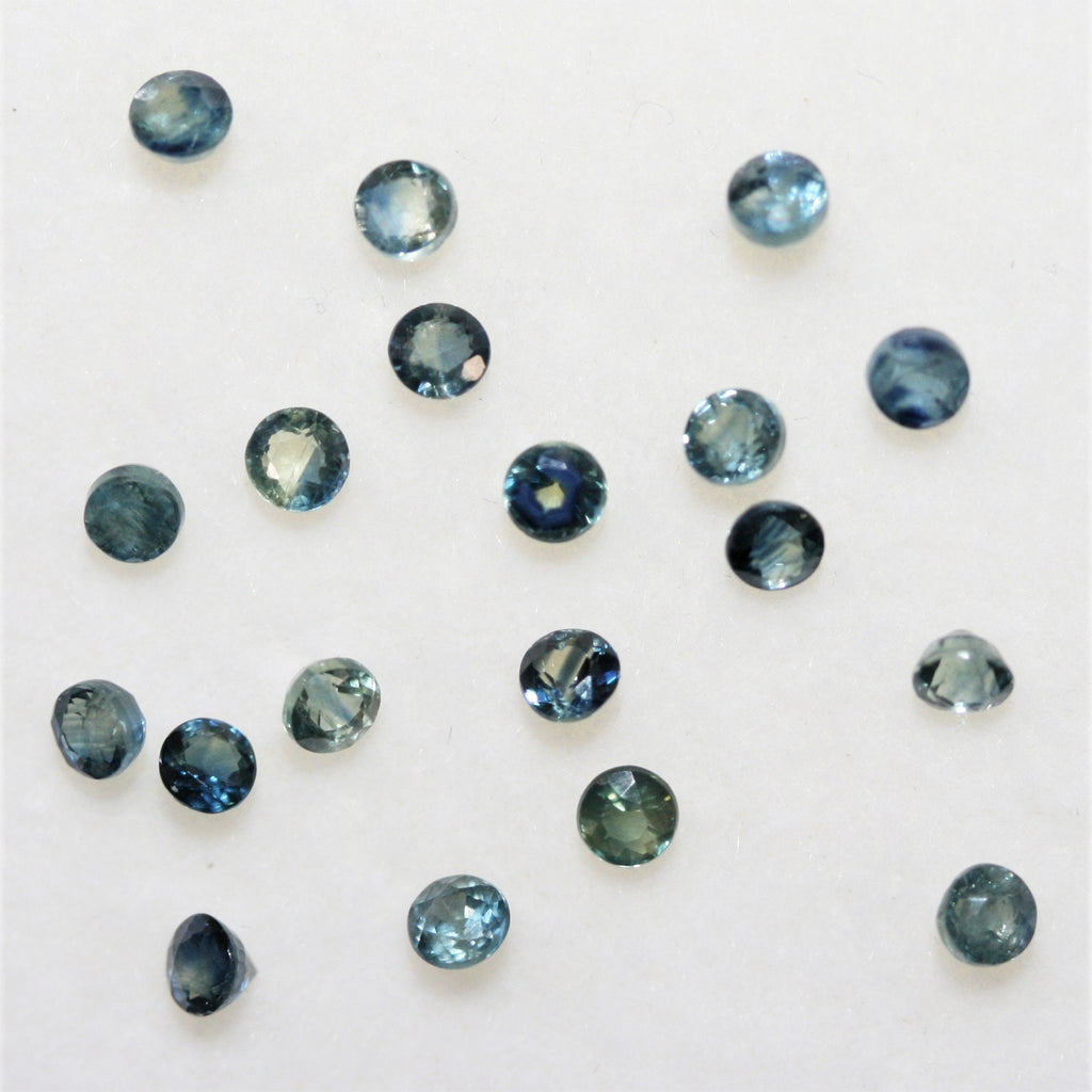 Lote de zafiro azul verdoso redondo facetado de 2,5 mm - Lote de 2 quilates
