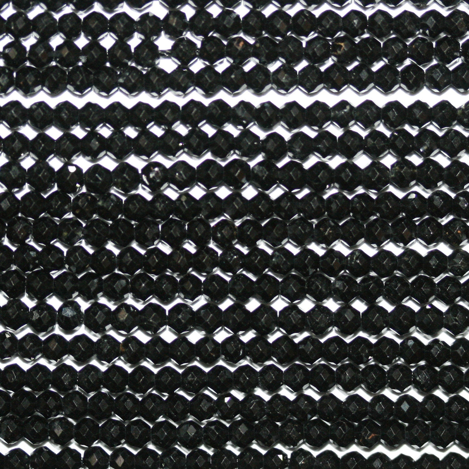 15" St Perles rondes à facettes en tourmaline noire 3 mm.-Rig 39 cm.
