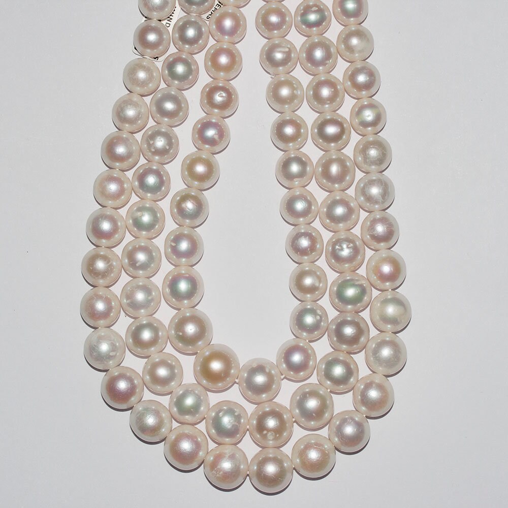 Perla de agua dulce redonda degradada de 16" (11-13 mm) - Hilo de 40 cm - Precios al por mayor de perlas naturales