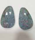1 Matching Pair 31.8x17mm 40.4ct Rose Cut Extremely Rare Blue Ruby Zoisite From Tanzania- Natural Gem
