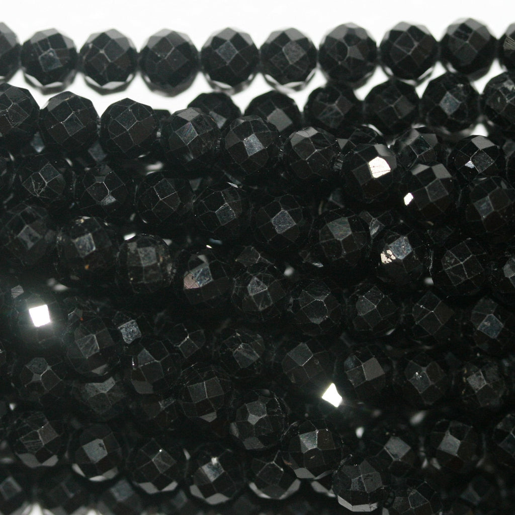 Perles rondes à facettes en tourmaline noire St, 5 mm, 15 pouces - Fil de 39 cm