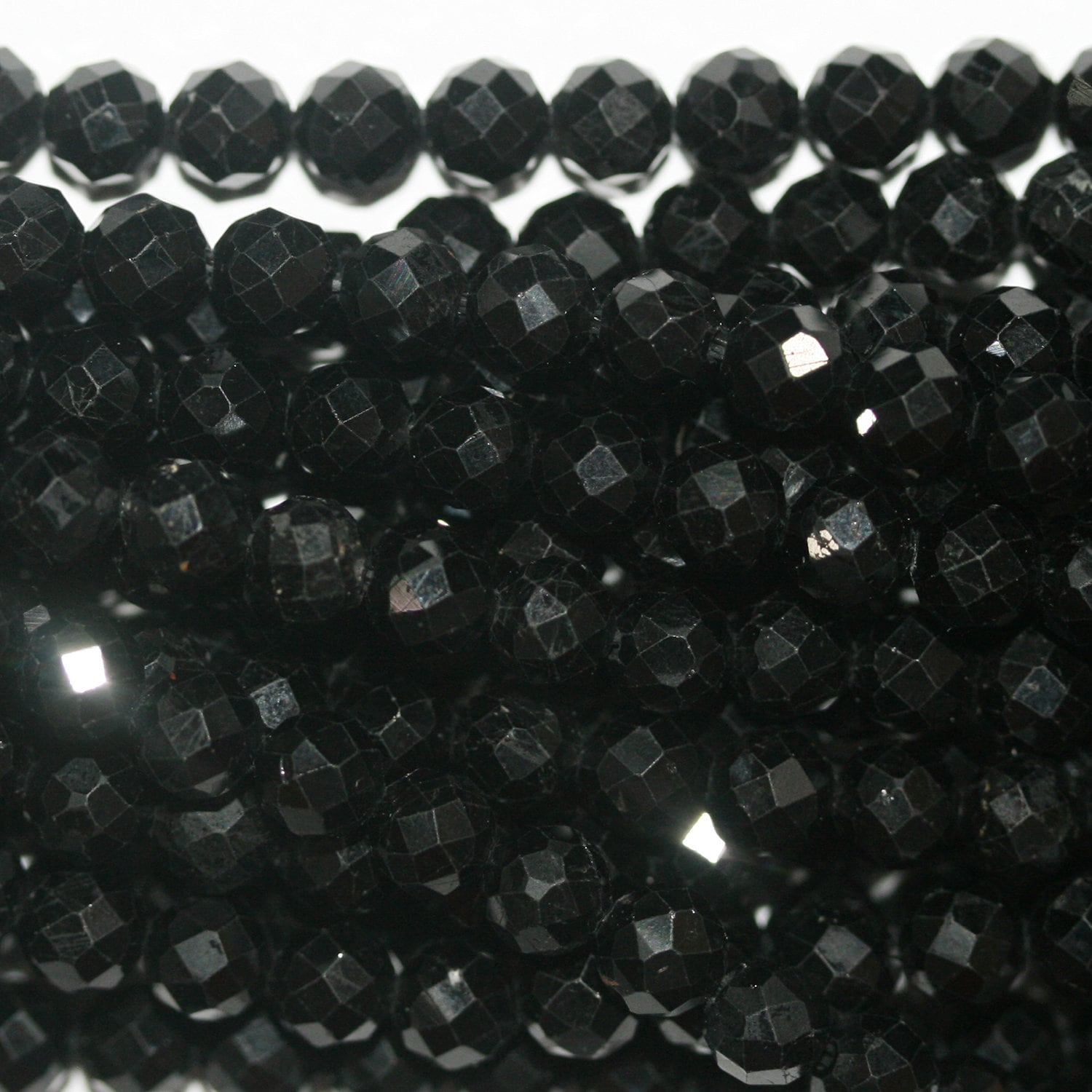 Perles rondes à facettes en tourmaline noire St, 5 mm, 15 pouces - Fil de 39 cm