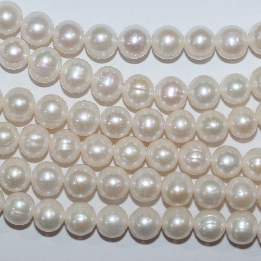 Perla de agua dulce redonda de 16" (9-10 mm) - Hilo de 40 cm - Precios al por mayor de perlas naturales