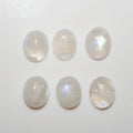 Lote de 6 cabujones ovalados de piedra lunar de 10 x 8 mm. (6 piezas)