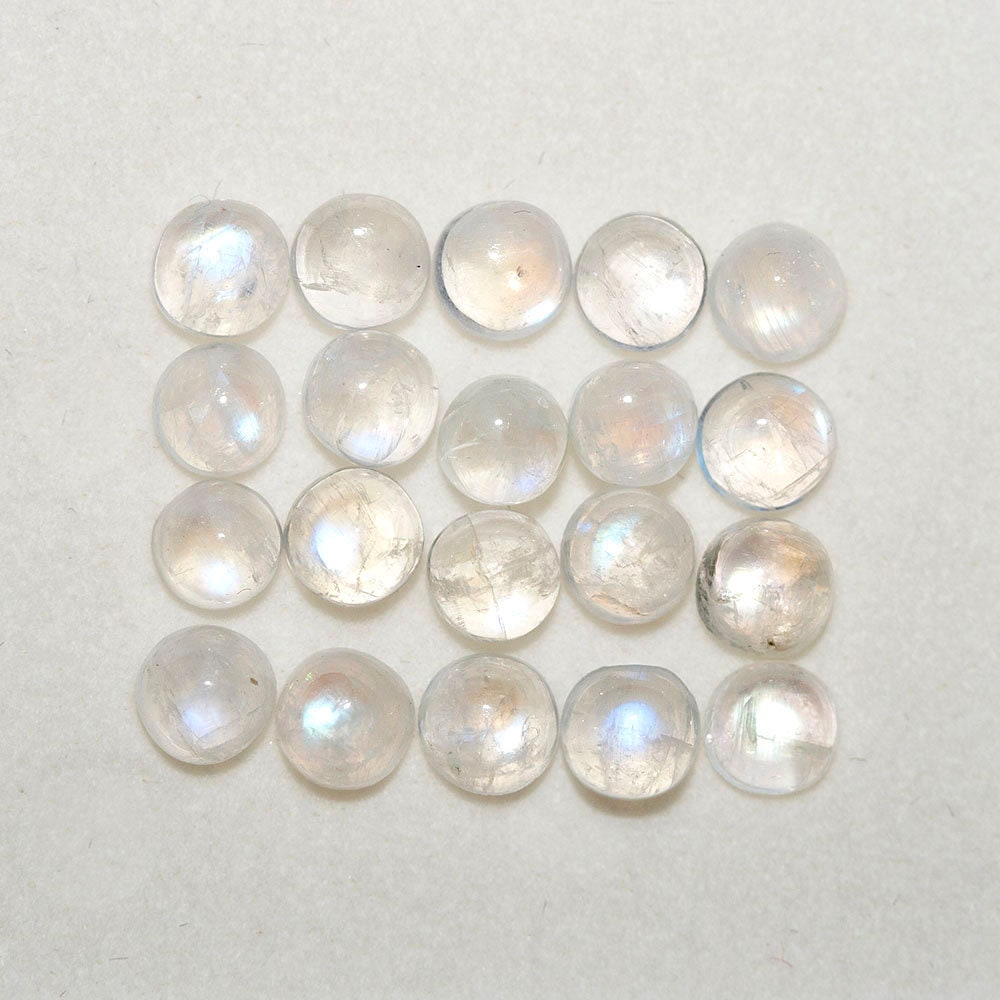 Lote de 20 cabujones redondos de piedra lunar de 4 mm (20 uds.)