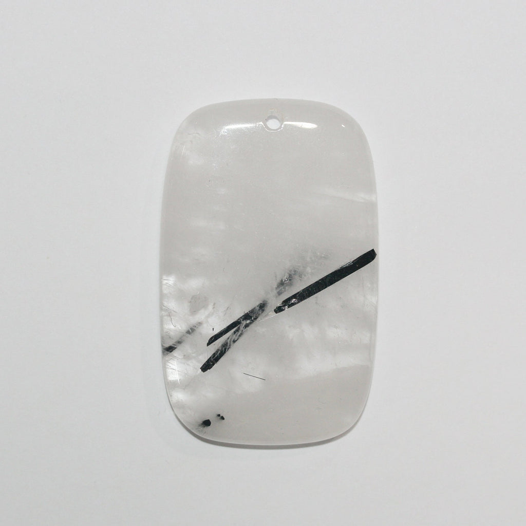 Pendentif rectangulaire en quartz tourmaliné 55x35mm. Approx.