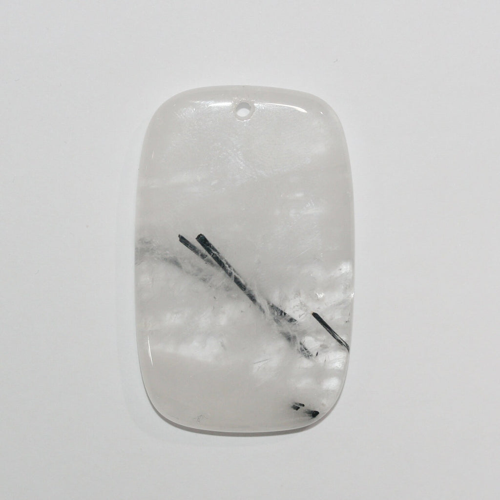 Pendentif rectangulaire en quartz tourmaliné 55x35mm. Approx.
