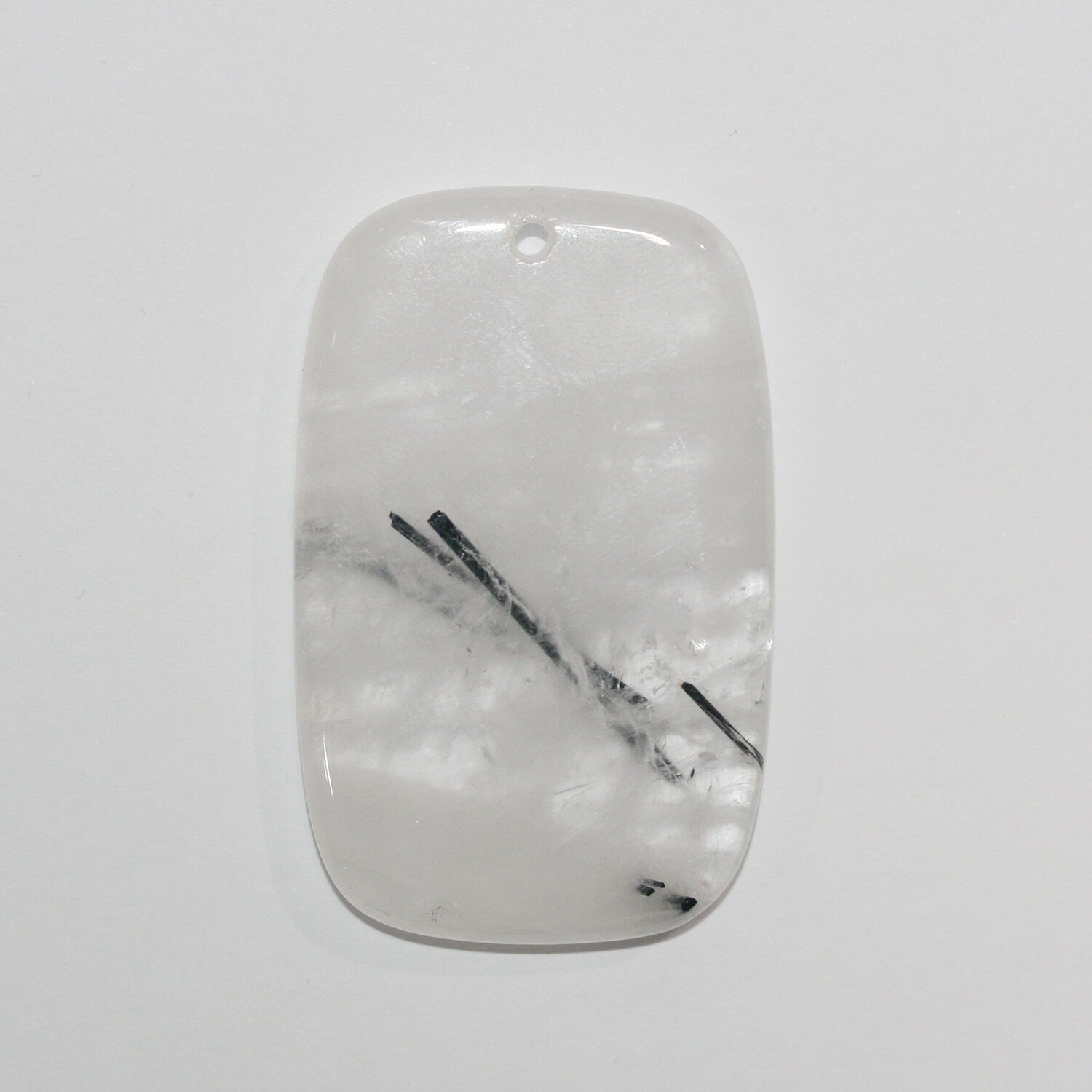 Pendentif rectangulaire en quartz tourmaliné 55x35mm. Approx.